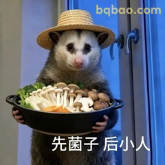 戴草帽负鼠端蘑菇火锅 先菌子后小人