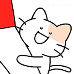 开心举红旗小猫