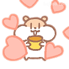 小熊捧杯爱心环绕