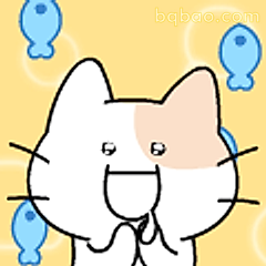 小猫双手合十求鱼