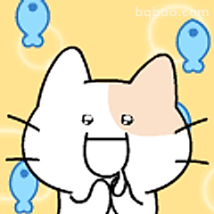 小猫双手合十求鱼