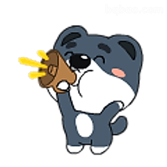 举喇叭喊话的小狗