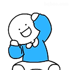 蓝衣小人摸头笑