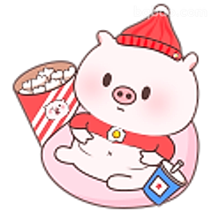 戴帽小猪吃爆米花