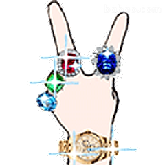 比耶手戴满宝石