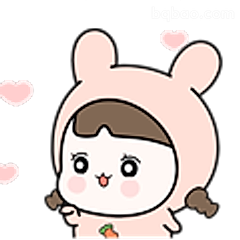兔耳朵萌娃比心