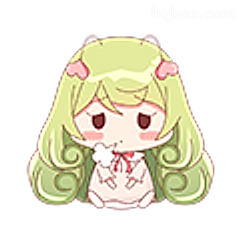 绿发小可爱抱兔兔